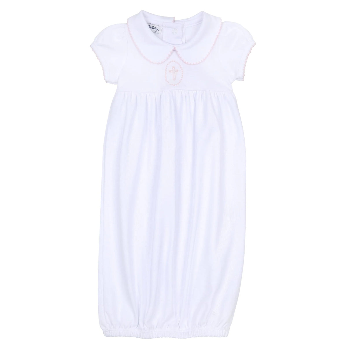 Blessed Cross Embroidered Short Sleeve Gown