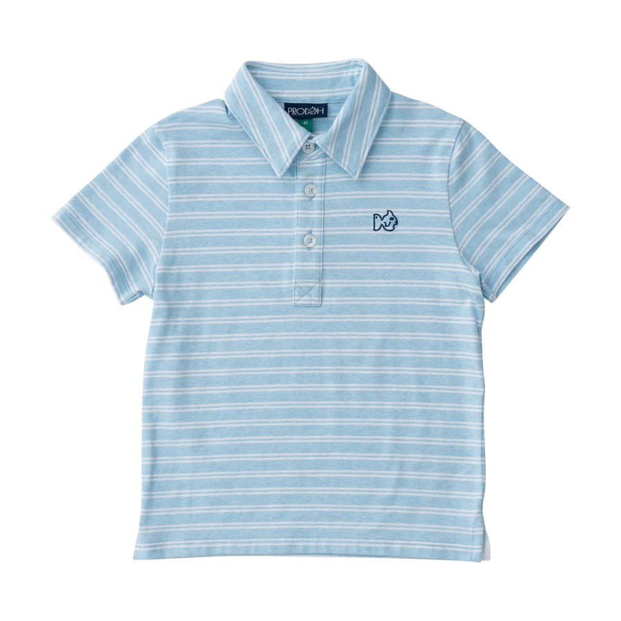 Clear Sky Stripe Short Sleeve Performance Polo