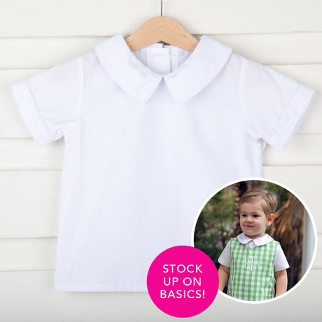 Boys White Short Sleeve Undershirt
