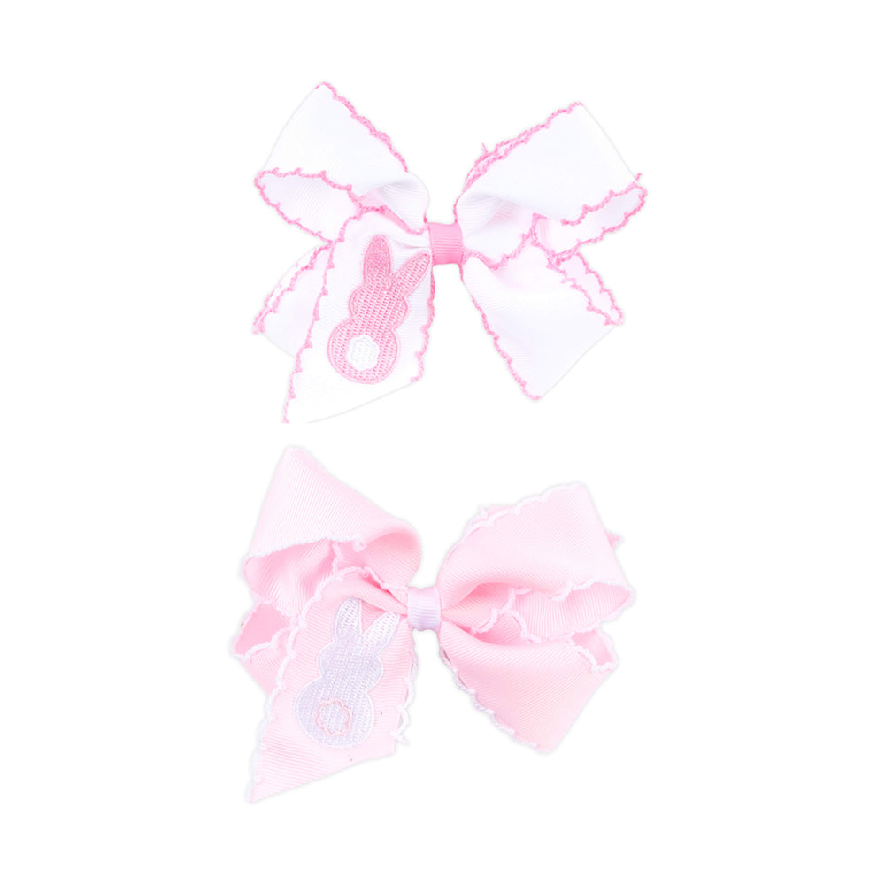 Peep Bunny Embroidered Moonstitch Hair Bow