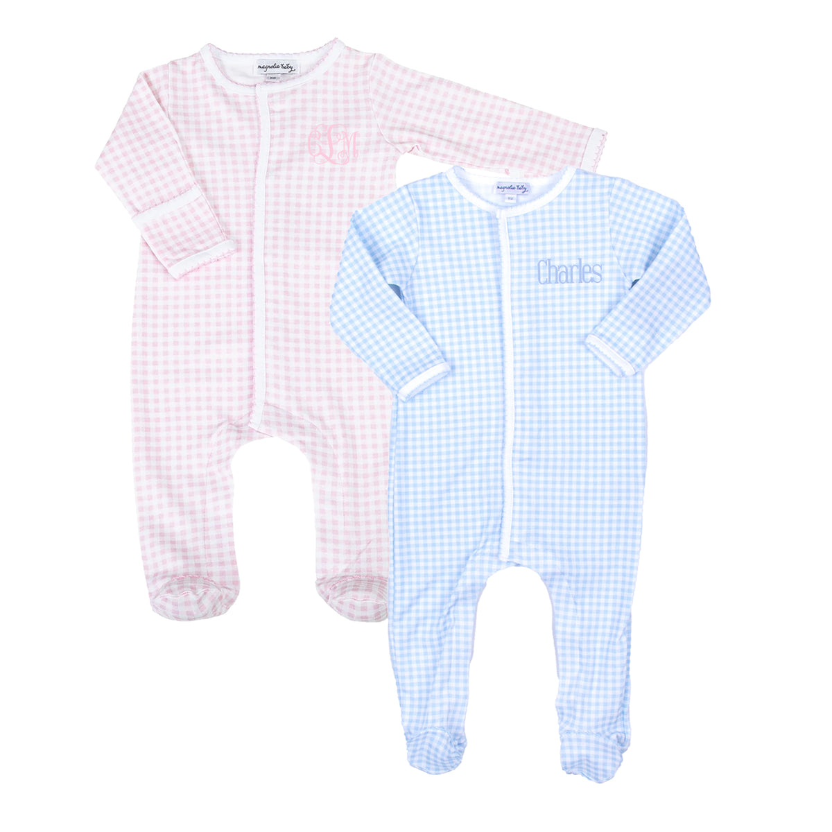 Baby Club Chic Blue Mini Checks Printed Footie with Collar main image 0