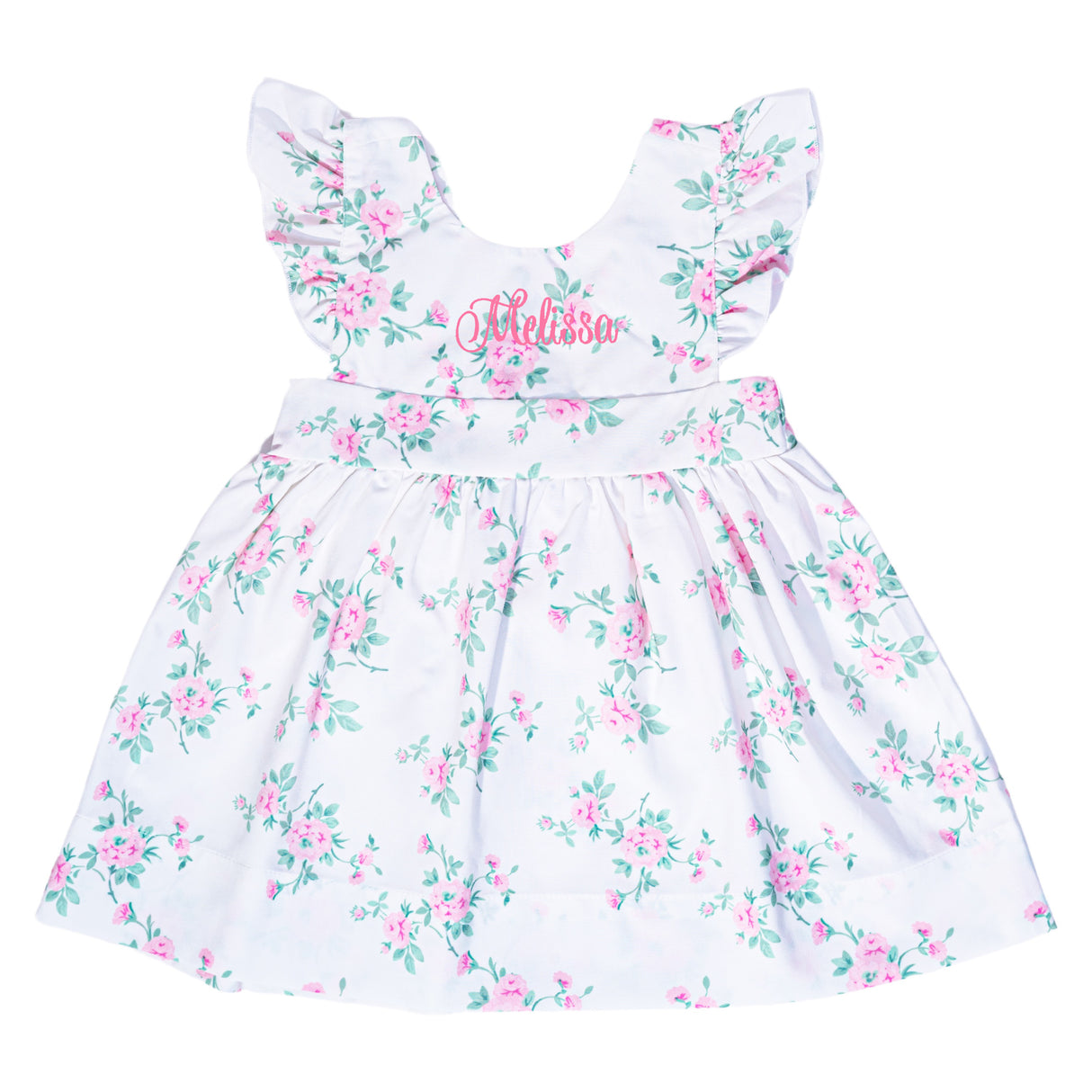 Rose Print Angel Sleeve Dress