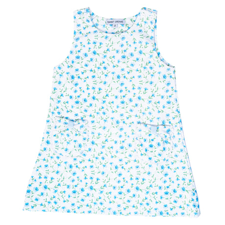 Bow Pocket Blue Glory Print Dress