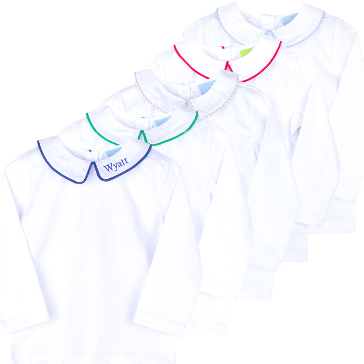 White Long Sleeve Undershirt with Green Trim