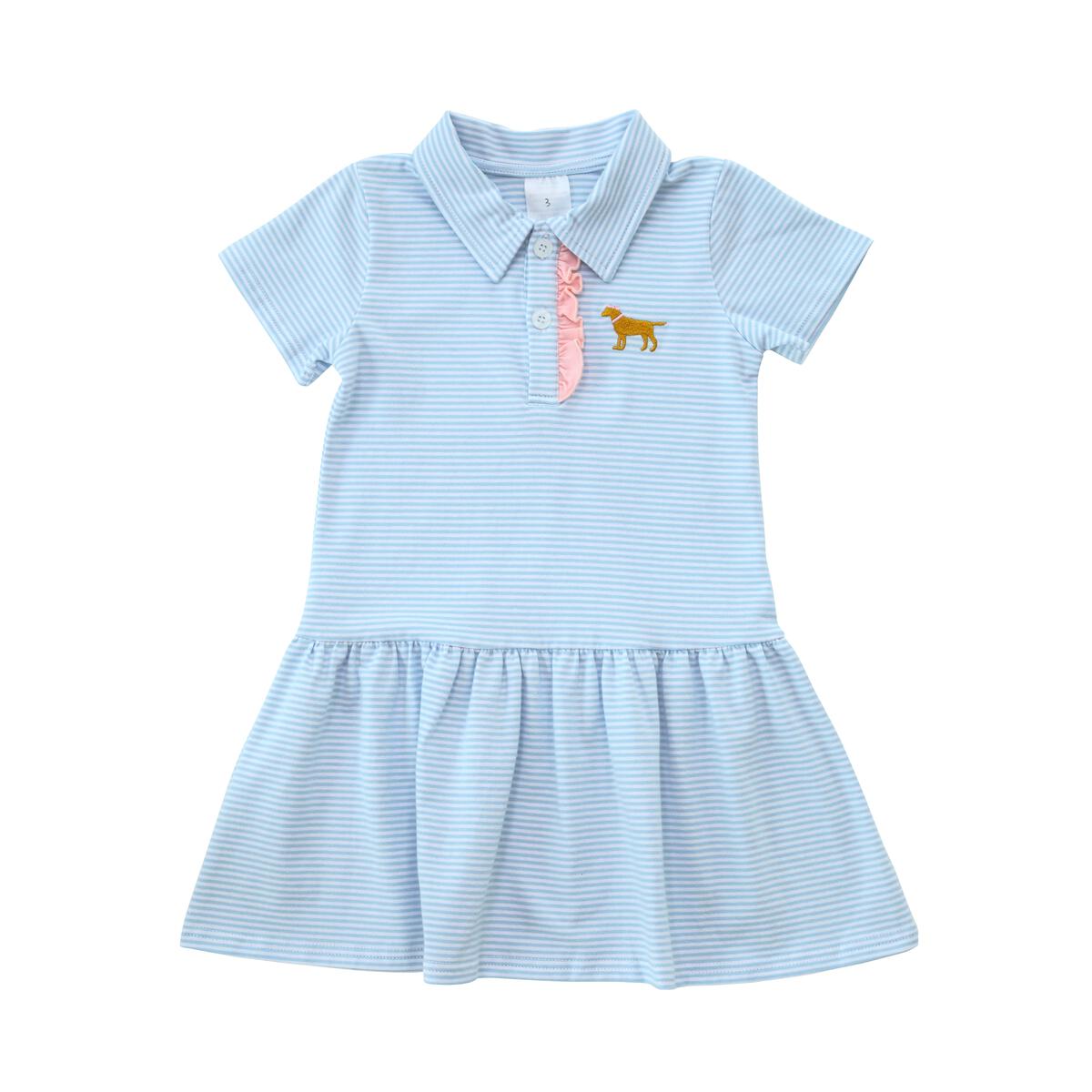 Dog Polo Light Blue Stripe Dress