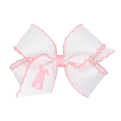 Embroidered Bunny White Moonstitch Bow