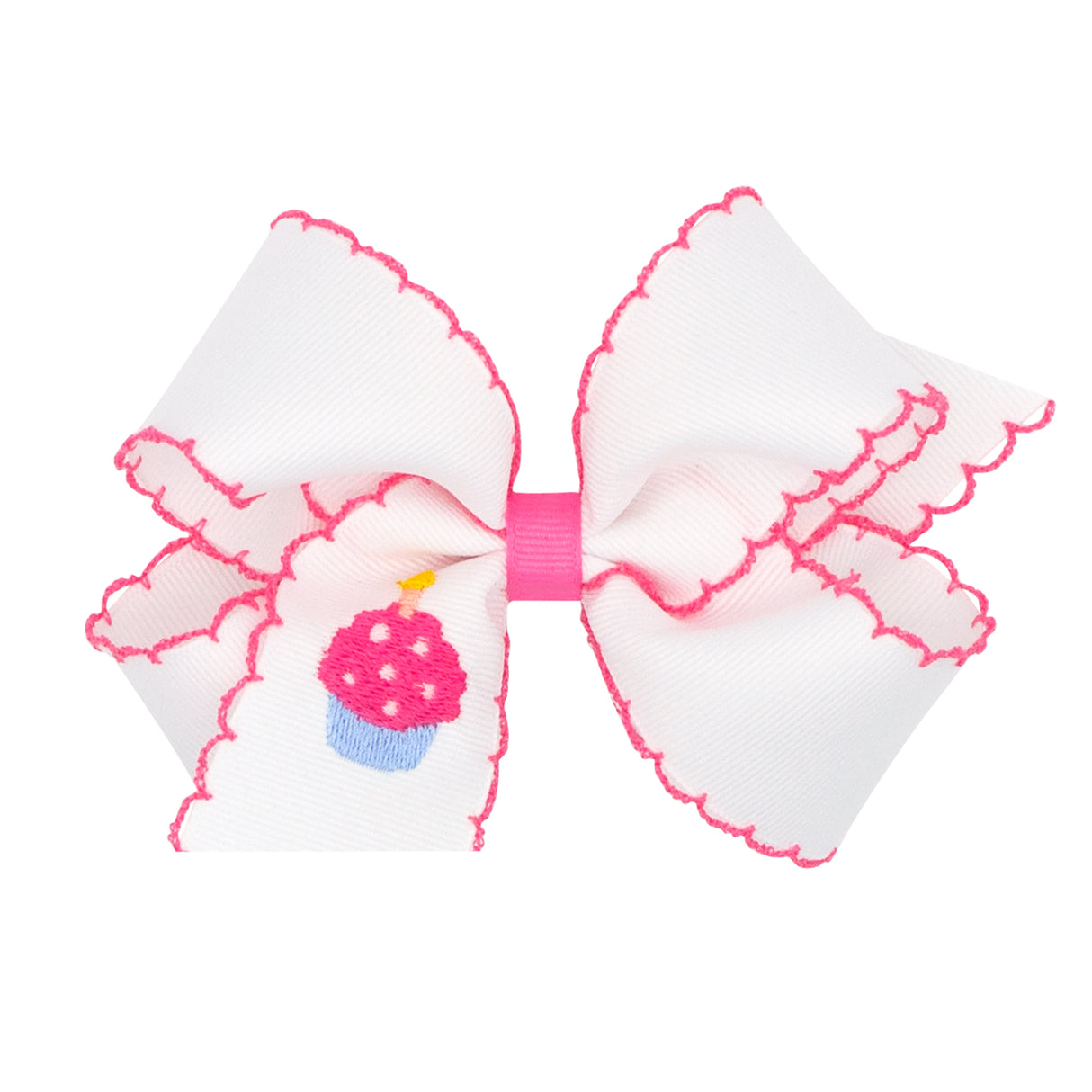 Cupcake Embroidered Moonstitch Bow