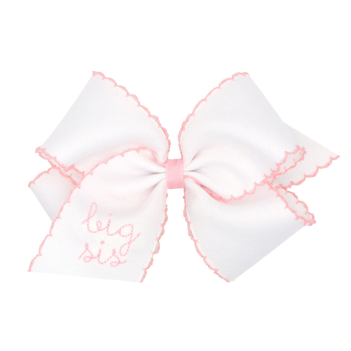 Embroidered Big Sis Moonstitch White Bow