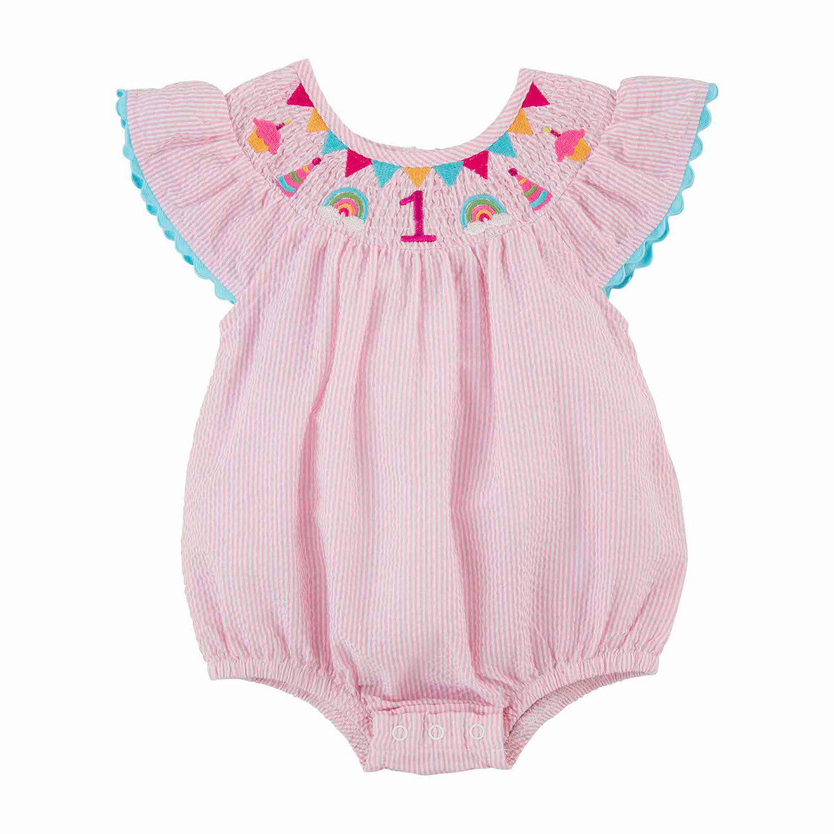 First Birthday Pink Smocked Bubble