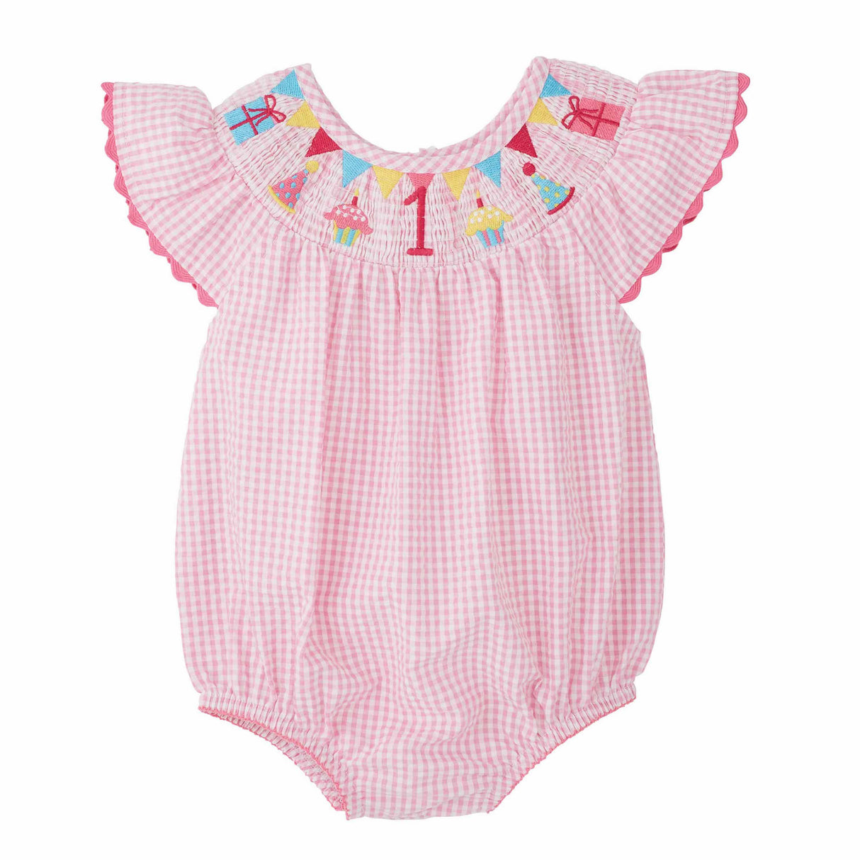 First Birthday Pink Smocked Bubble