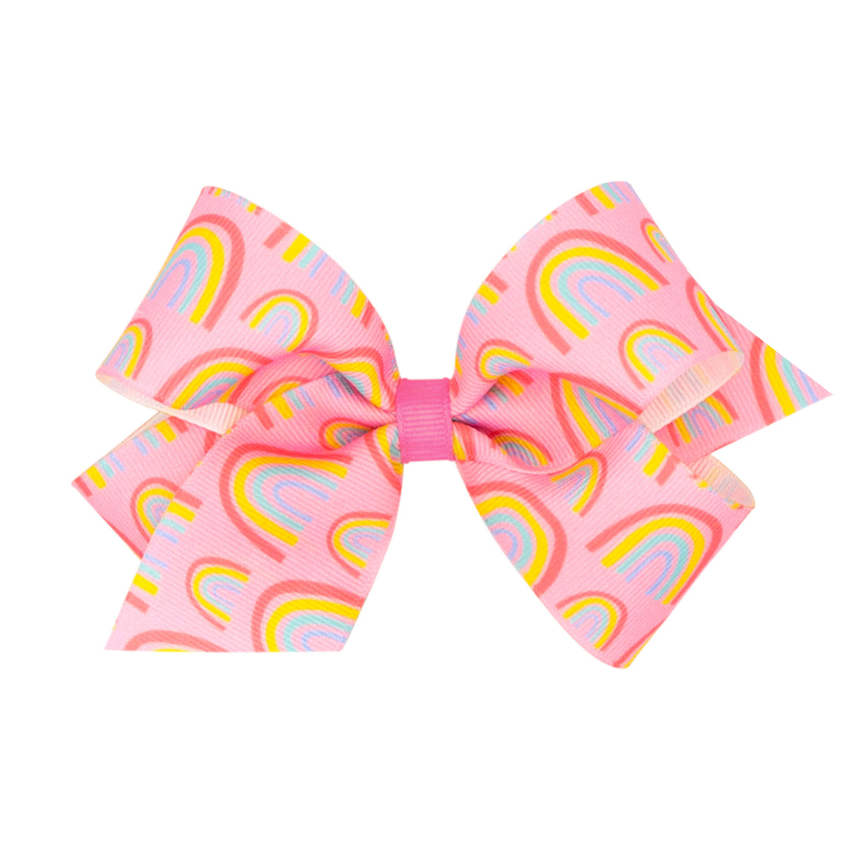 Rainbow Print Pink Grosgrain Bow
