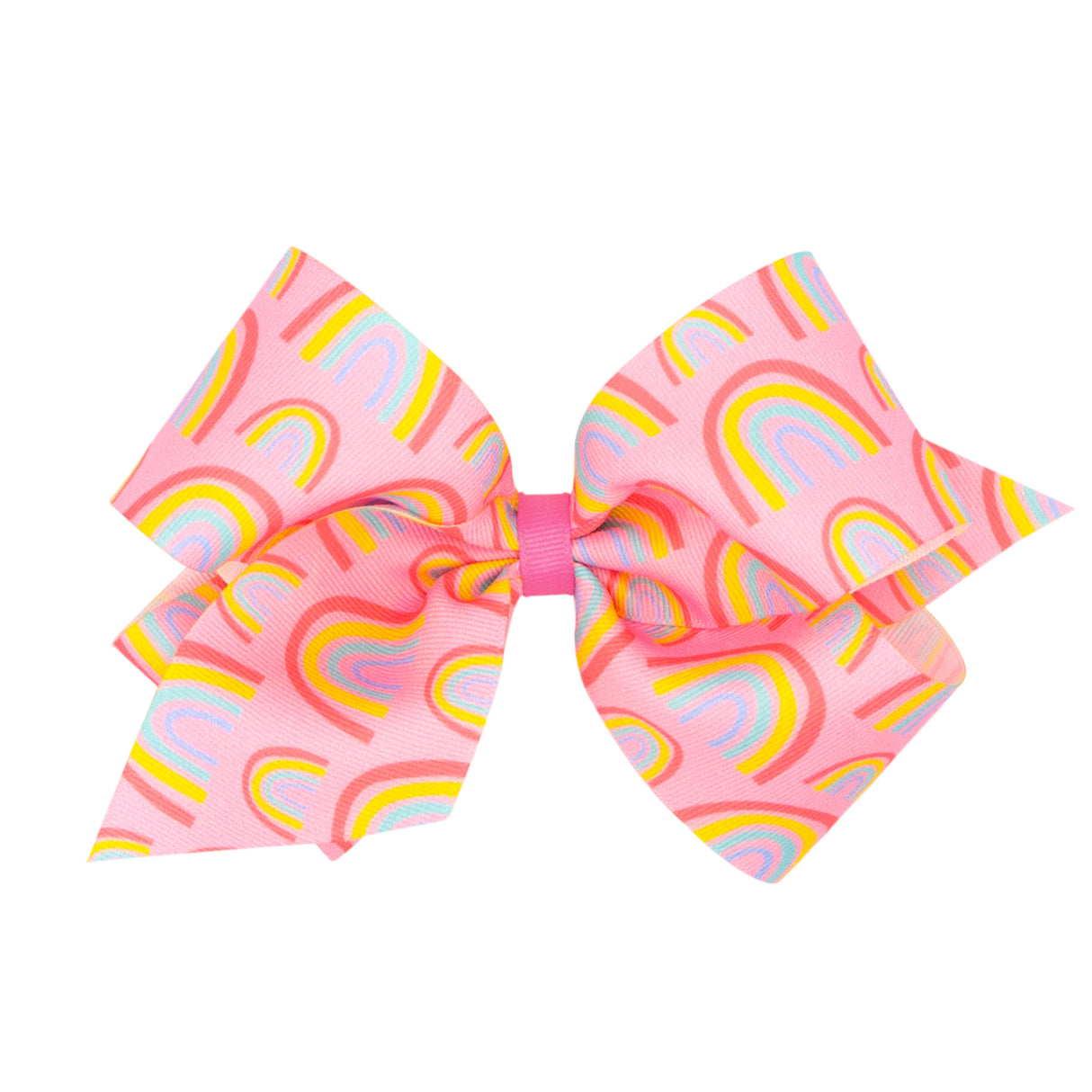 Rainbow Print Pink Grosgrain Bow