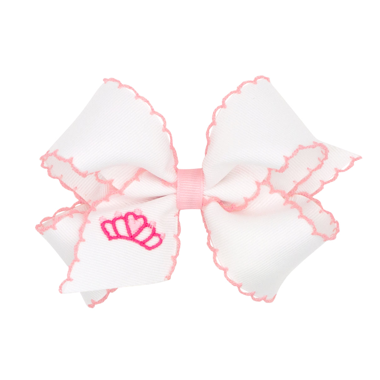 Crown Embroidered Moonstitch Bow