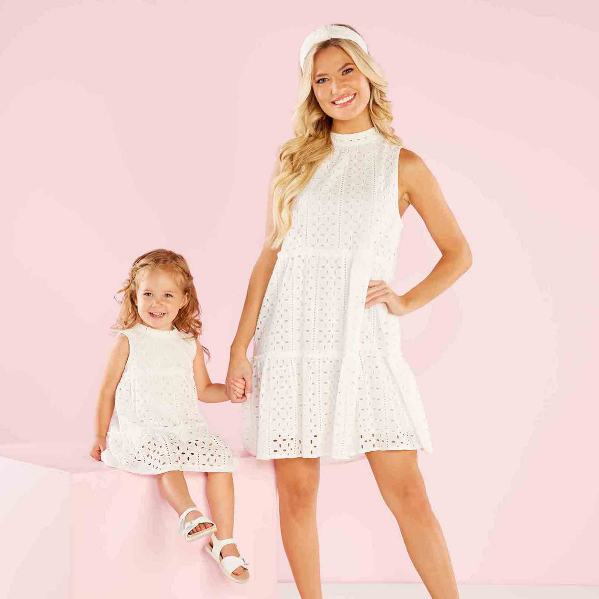 Eyelet Tiered White Dress