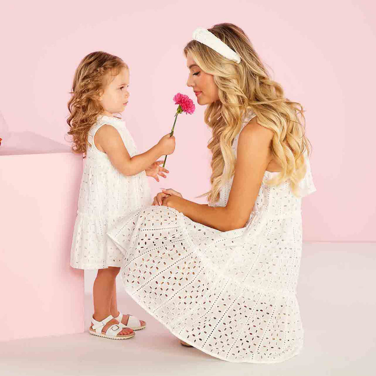 Eyelet Tiered White Dress