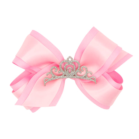 Princess Crown Grosgrain with Satin Overlay Bow