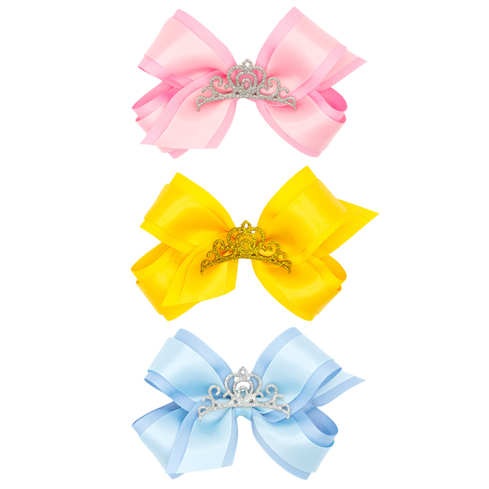 Princess Crown Grosgrain with Satin Overlay Bow