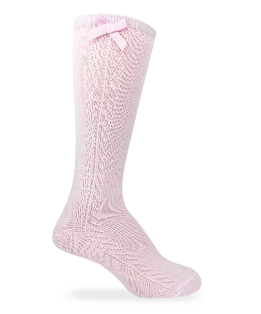 Pointelle Bow Knee High Socks