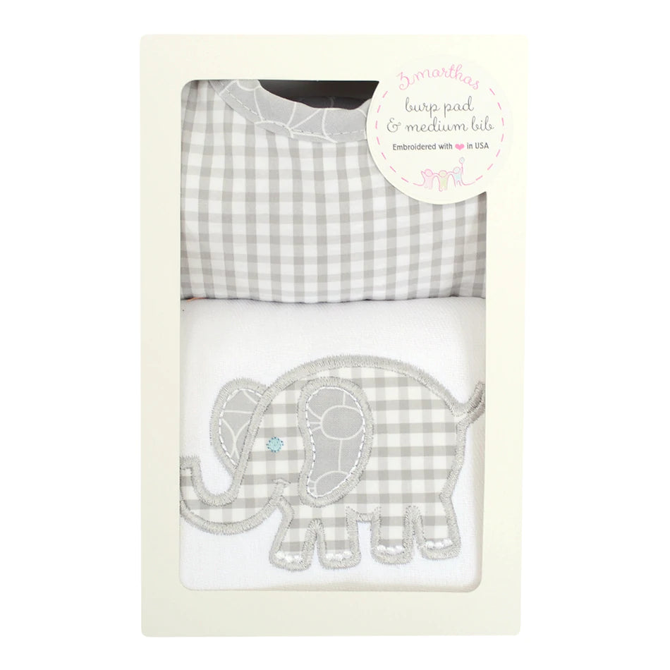 Elephant Bib & Burp Box Set