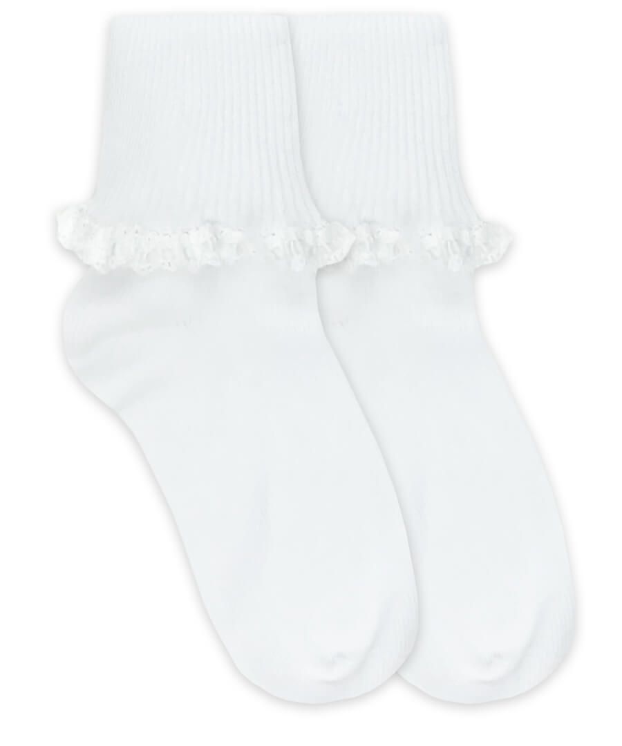 Double Row Lace Turn Cuff Socks
