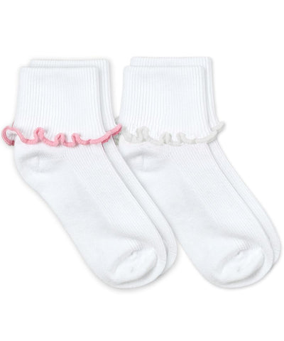 Pink and White Seamless Ripple Edge Socks (2 pack)