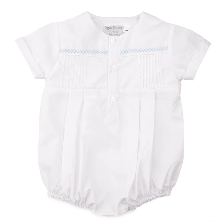 White Pleated and Button Bubble