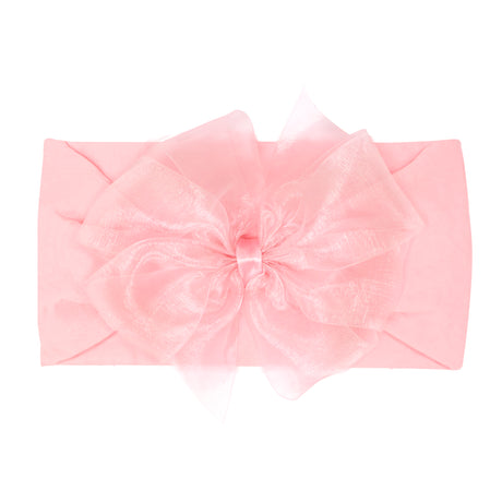Organza Bow on Nylon Baby Headband