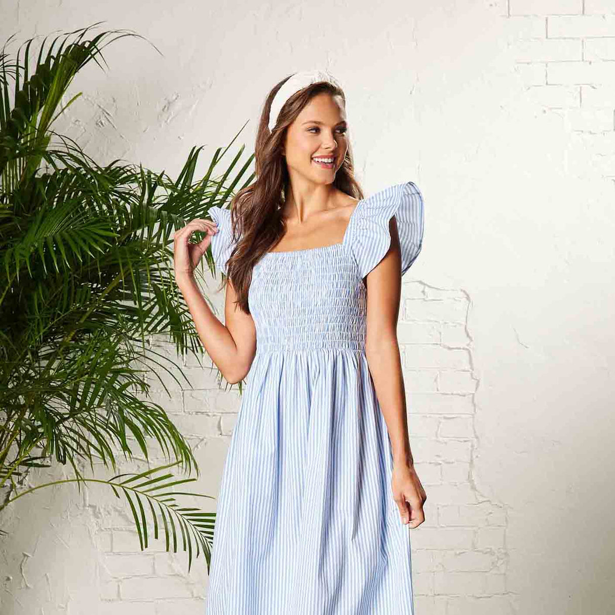 Blue Keya Ladies Smocked Maxi Dress