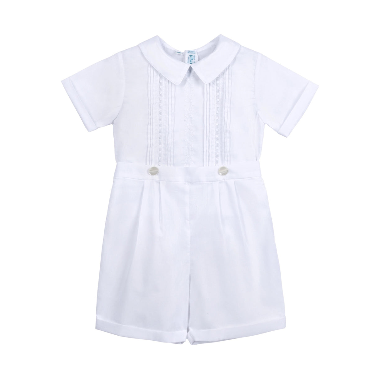 Embroidered Button On White Shortall
