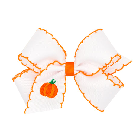 Pumpkin Embroidered Moonstitch Bow