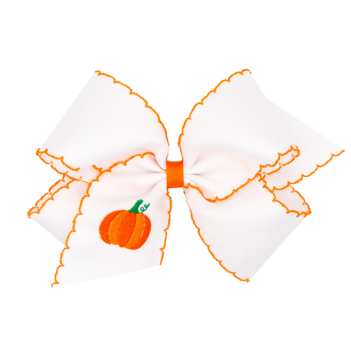 Pumpkin Embroidered Moonstitch Bow