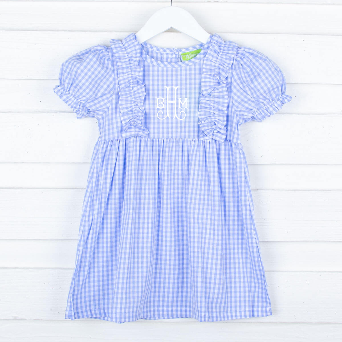 Light Blue Check Ruffle Dress