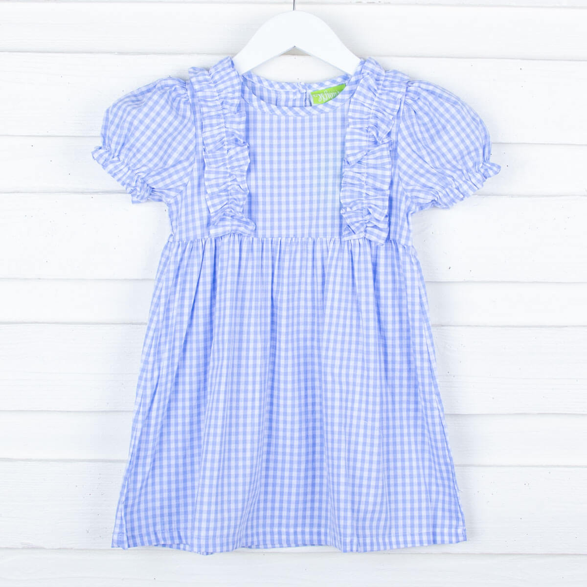 Light Blue Check Ruffle Dress