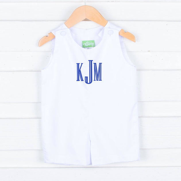 Smocked & Monogrammed Jon Jons for Boys Smocked Auctions White