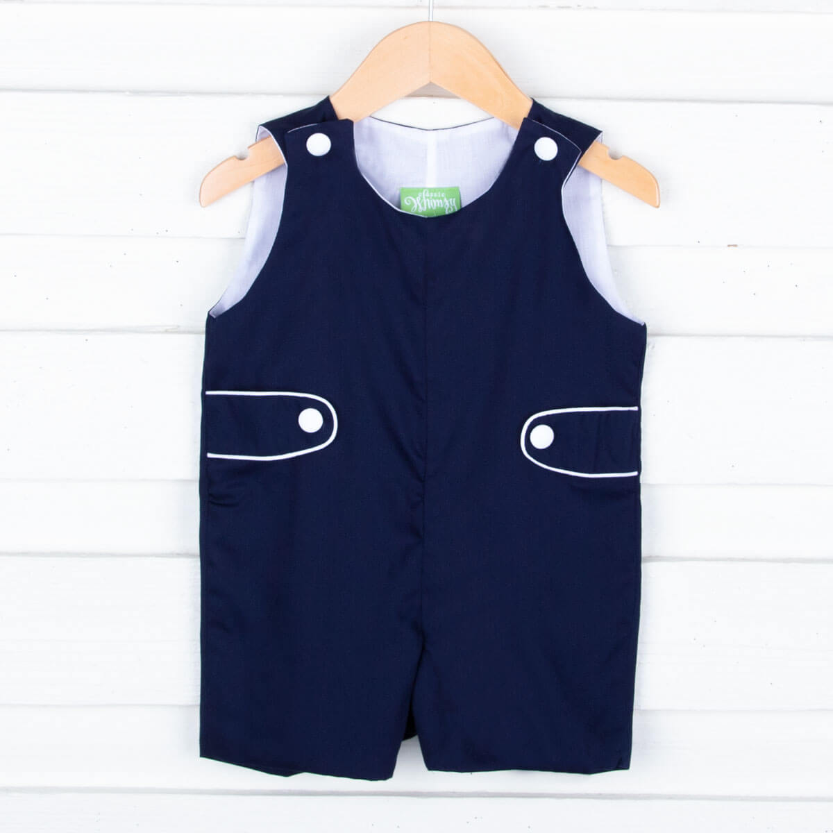 Navy Pique Jon Jon with White Piping