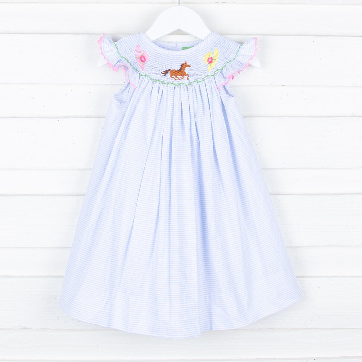 Derby Smocked Blue Stripe Dress