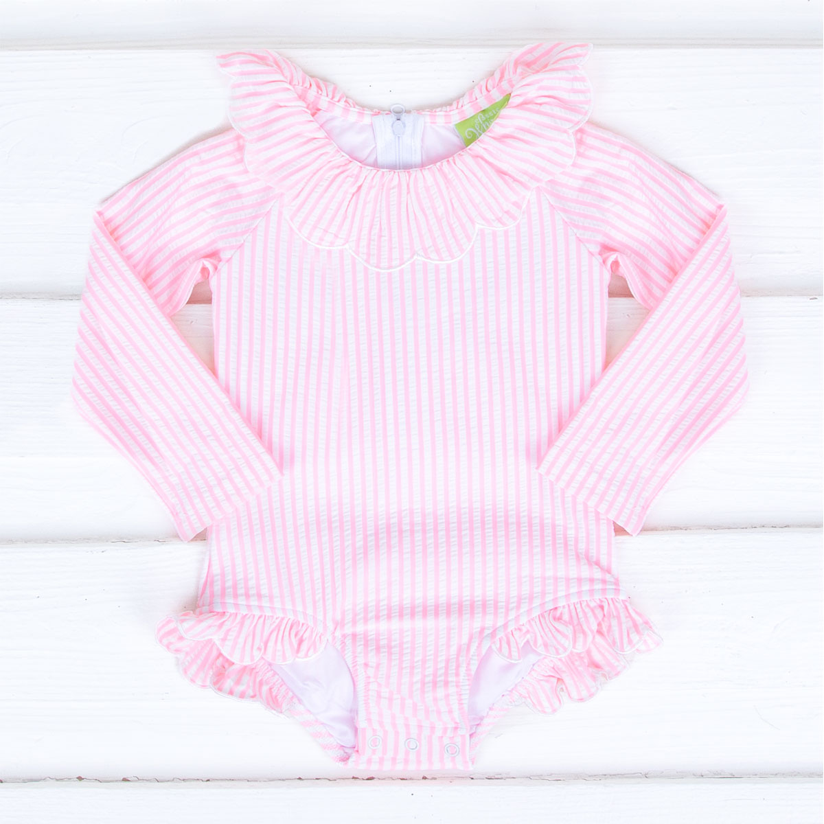 Pink Stripe Long Sleeve Swimsuit