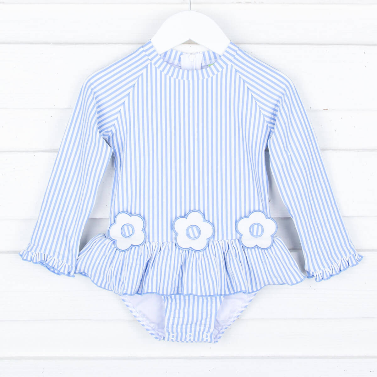 Daisy Blue Stripe Long Sleeve Swimsuit