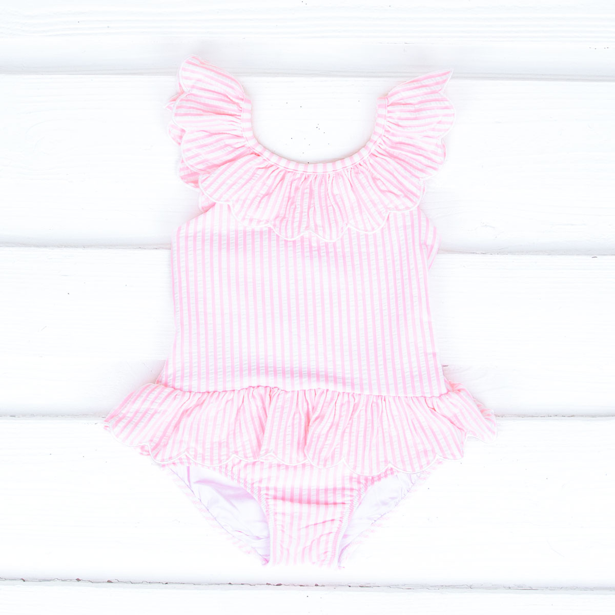 Pink Stripe Seersucker Swimsuit