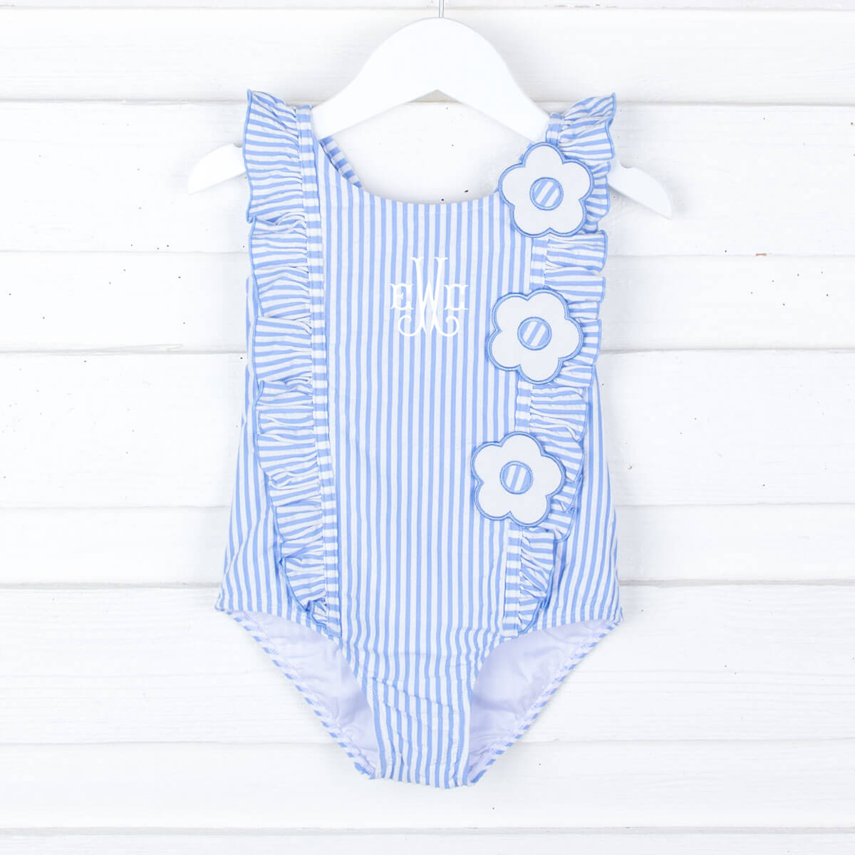 Daisy Blue Stripe Seersucker Swimsuit