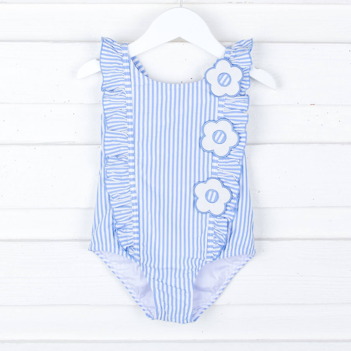 Daisy Blue Stripe Seersucker Swimsuit