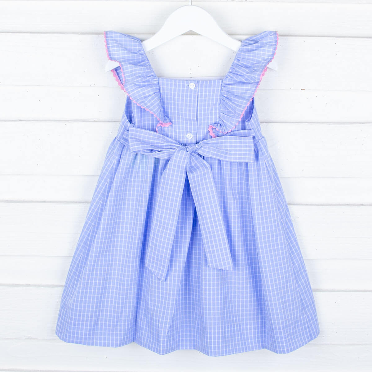 Storybook Blue Windowpane Waterfall Dress