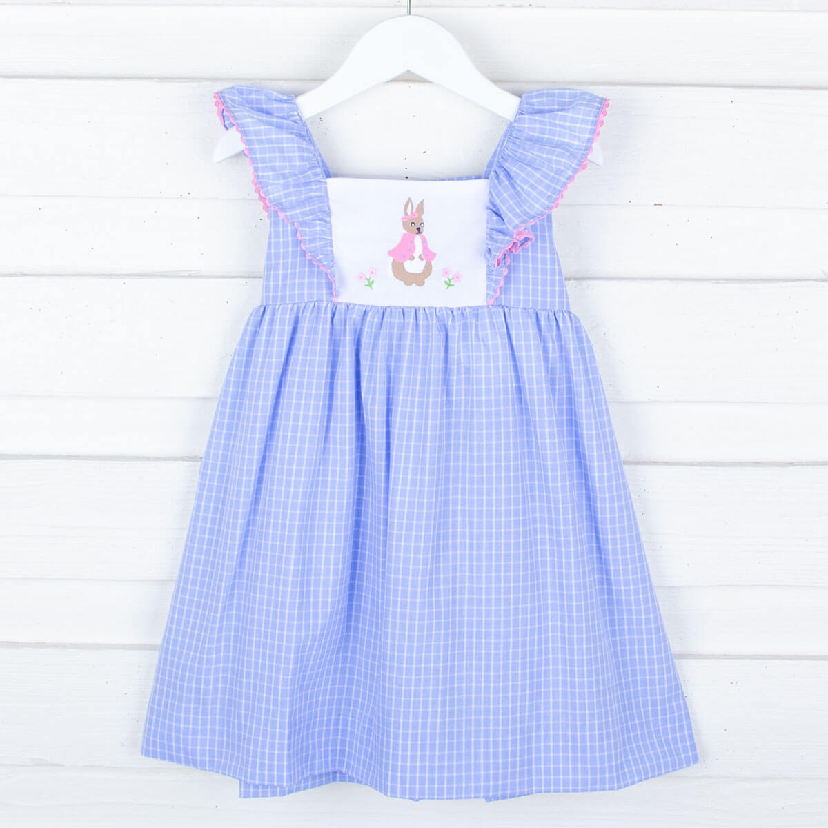 Storybook Blue Windowpane Waterfall Dress