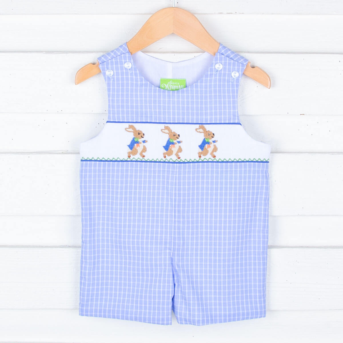 Storybook Smocked Blue Windowpane Jon Jon