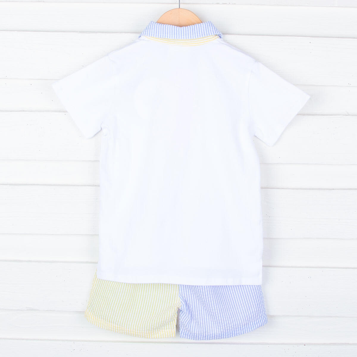 Multi Stripe Seersucker Polo Short Set