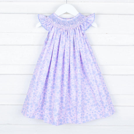 Geometric Smocked Blue Floral Dress