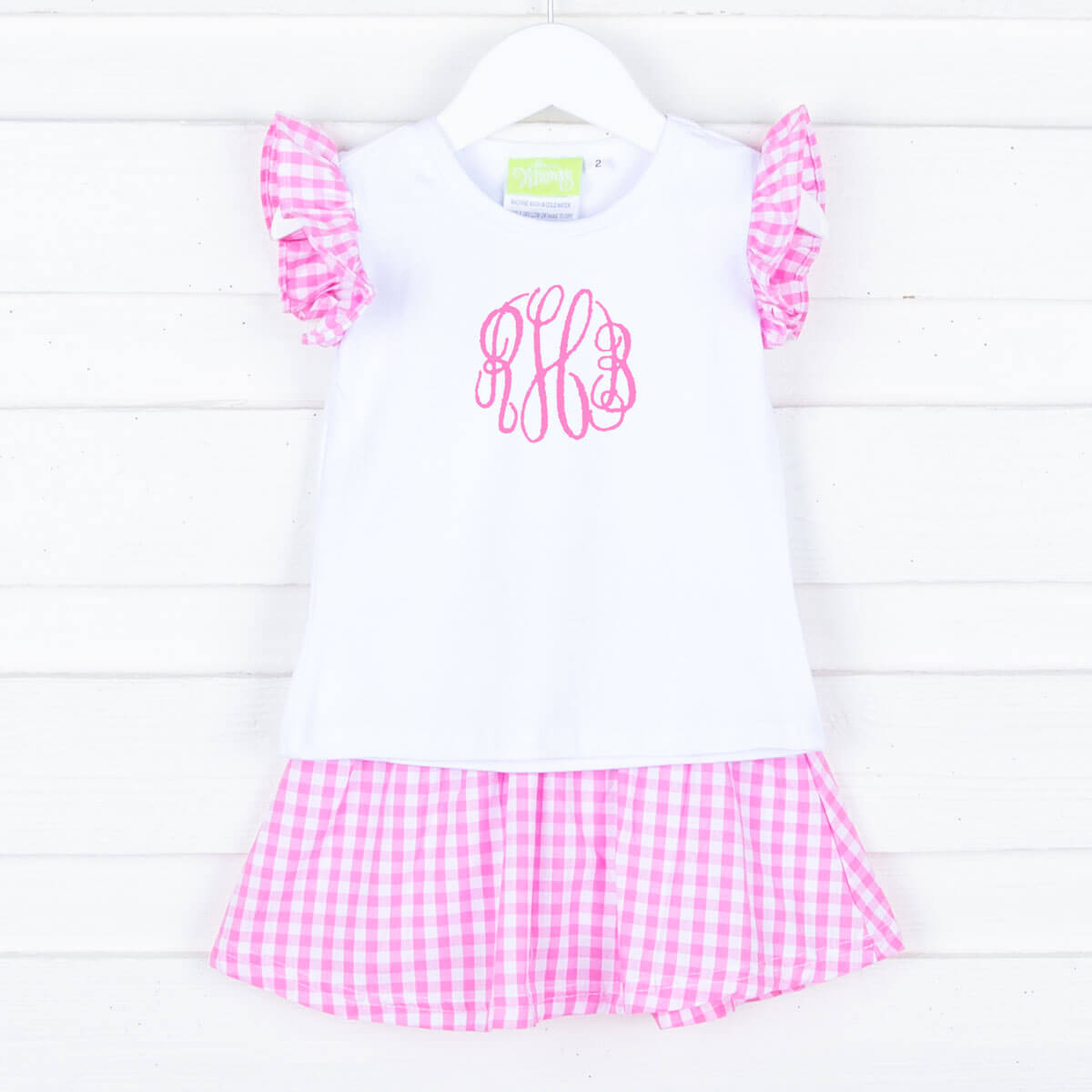 Pink Gingham Skirt Set