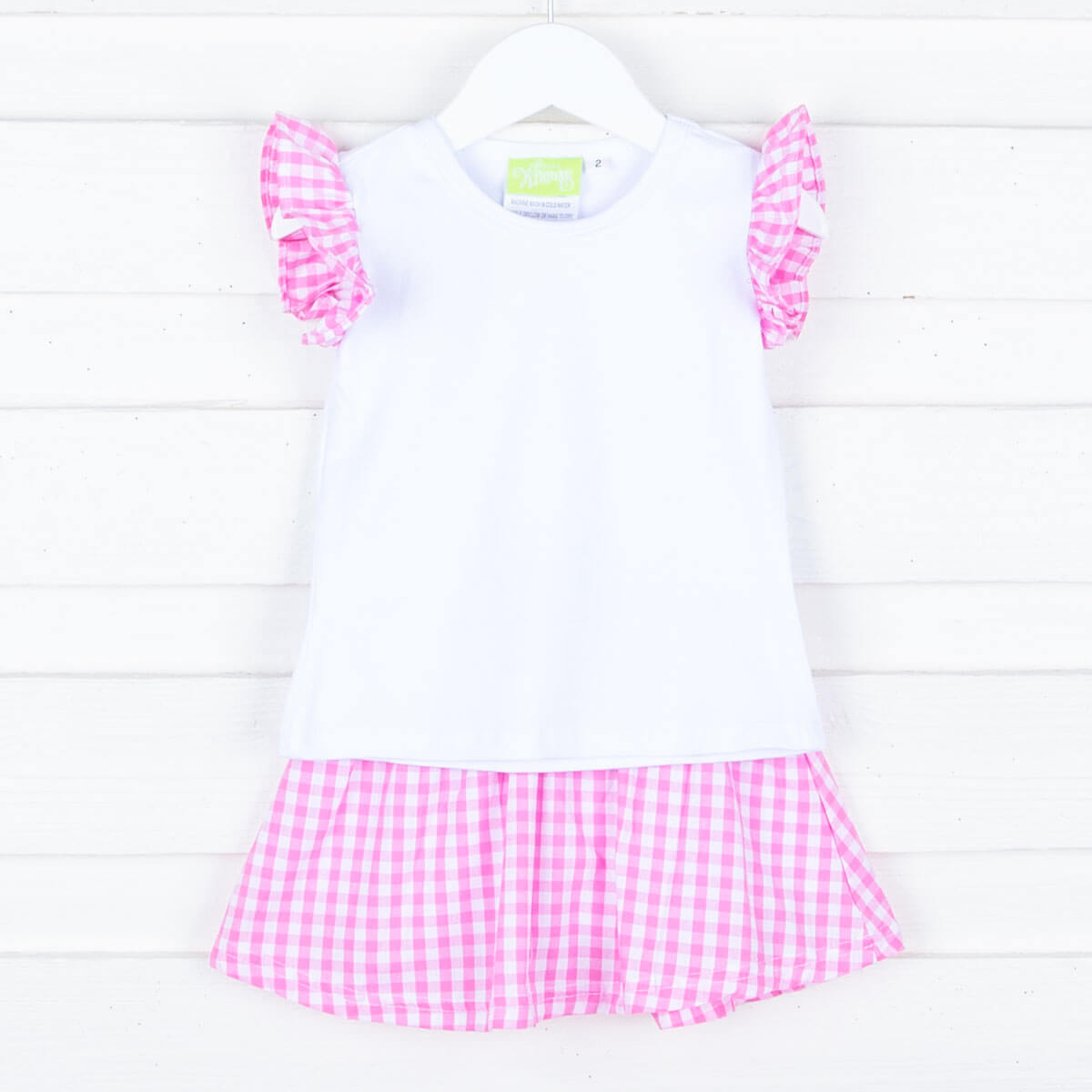 Pink Gingham Skirt Set