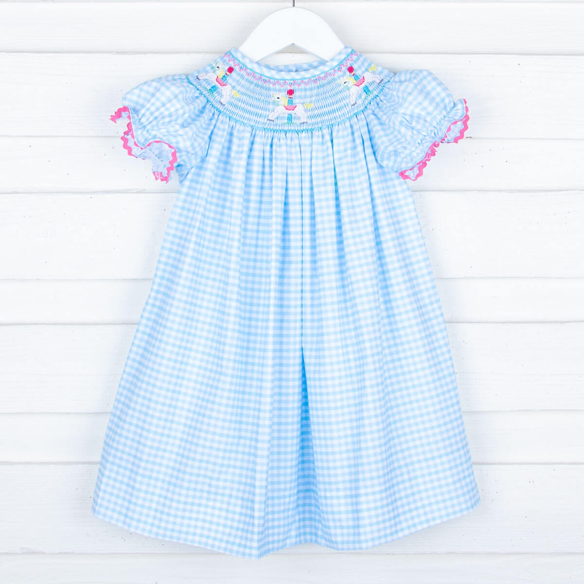 Carousel Smocked Blue Dress