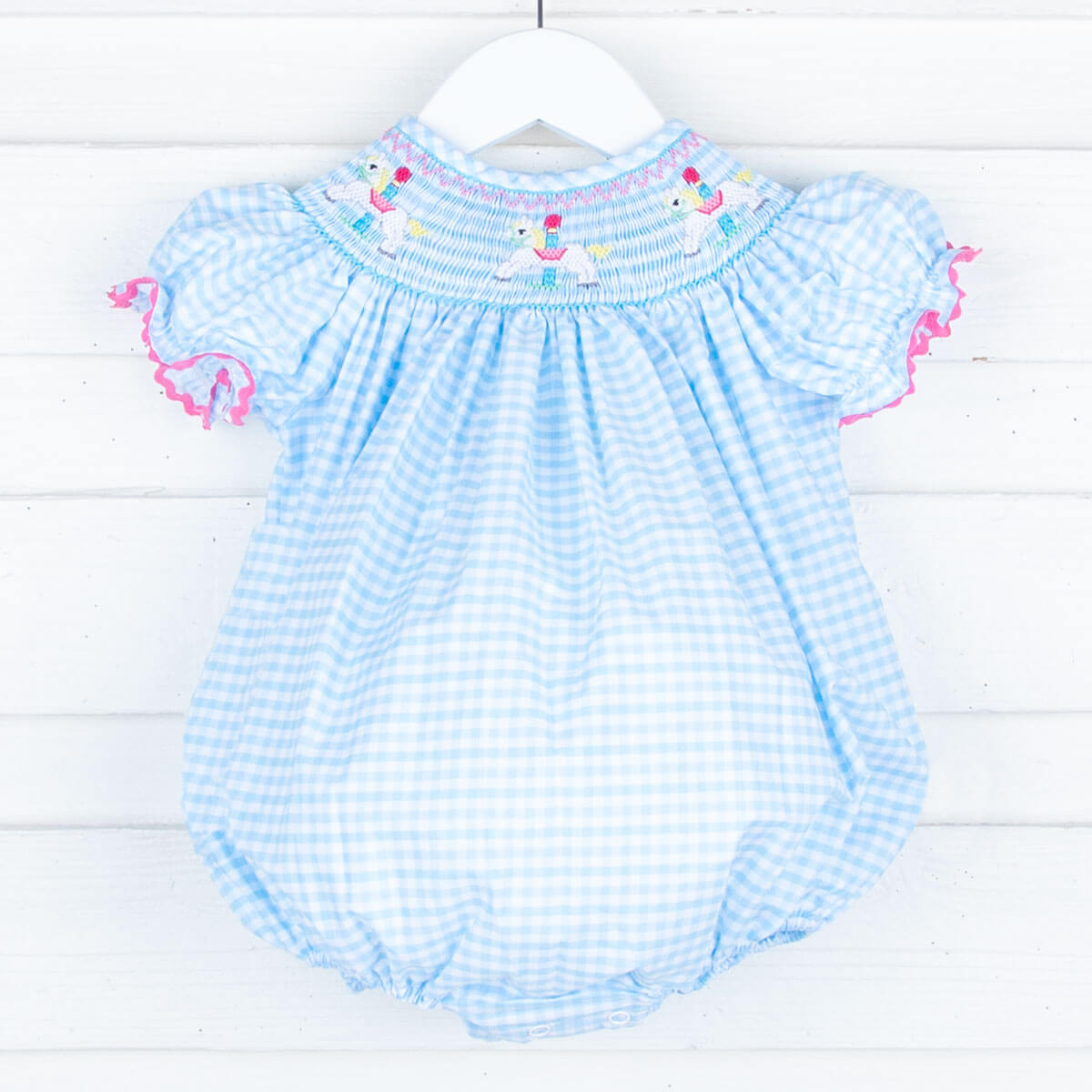 Carousel Smocked Blue Bubble